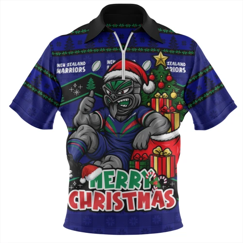New Zealand Warriors Zip Polo Shirt Christmas Glory And Timeless Team Pride Personalised Edition