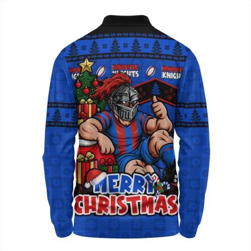 Newcastle Knights Long Sleeve Polo Shirt Christmas Glory And Timeless Team Pride Personalised Edition