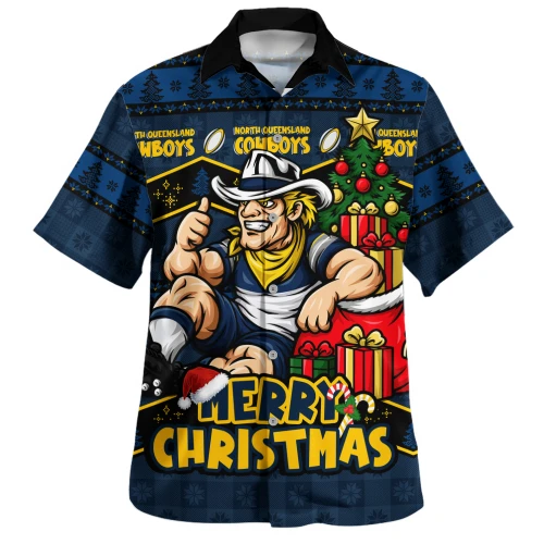 North Queensland Cowboys Hawaiian Shirt Christmas Glory And Timeless Team Pride Personalised Edition