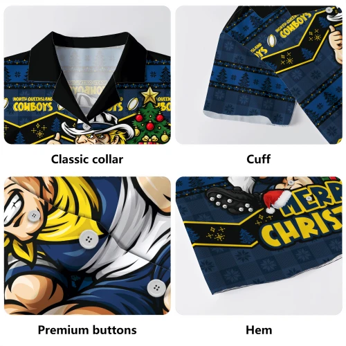 North Queensland Cowboys Hawaiian Shirt Christmas Glory And Timeless Team Pride Personalised Edition