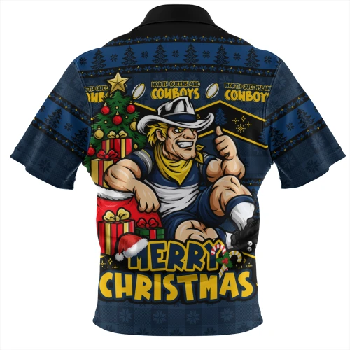 North Queensland Cowboys Zip Polo Shirt Christmas Glory And Timeless Team Pride Personalised Edition