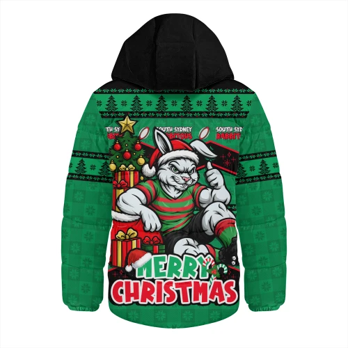 South Sydney Rabbitohs Hooded Padded Jacket Christmas Glory And Timeless Team Pride Personalised Edition