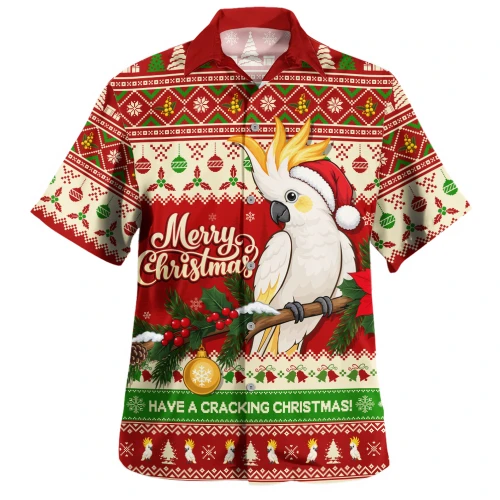 Australia Hawaiian Shirt Christmas Cockatoo Merry Squawks Holiday Cheer For Aussie Mates
