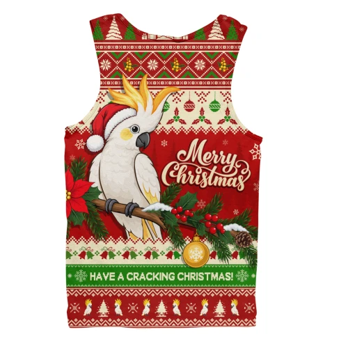 Australia Men Tank Top Christmas Cockatoo Merry Squawks Holiday Cheer For Aussie Mates