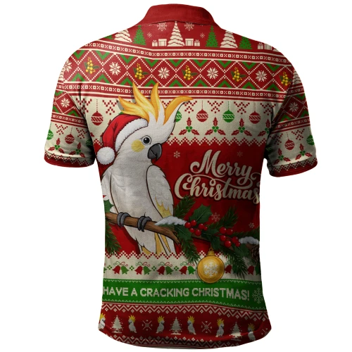Australia Polo Shirt Christmas Cockatoo Merry Squawks Holiday Cheer For Aussie Mates