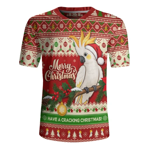 Australia Rugby Jersey Christmas Cockatoo Merry Squawks Holiday Cheer For Aussie Mates