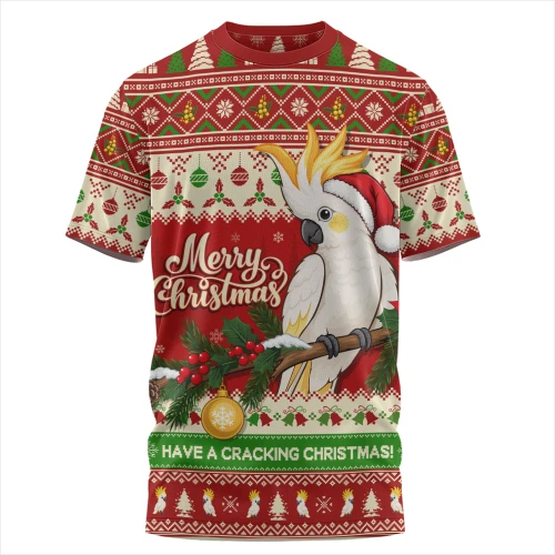 Australia T-Shirt Christmas Cockatoo Merry Squawks Holiday Cheer For Aussie Mates