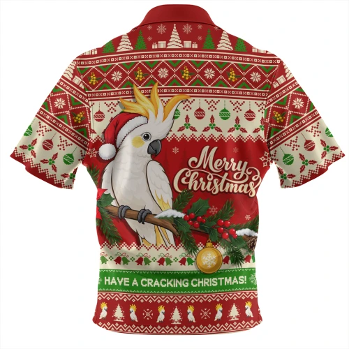 Australia Zip Polo Shirt Christmas Cockatoo Merry Squawks Holiday Cheer For Aussie Mates