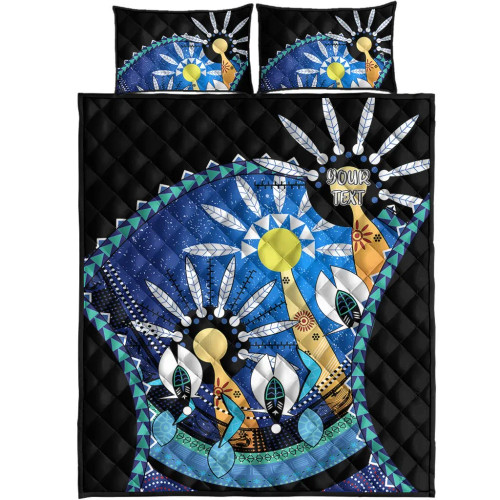 [Custom] Australia Torres Strait Quilt Bed Set - Dhari Mask In Plam Tree