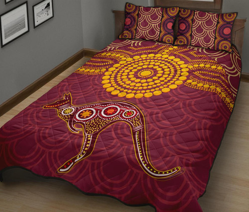 Australia Aboriginal Quilt Bed Set - Aboriginal Kangaroo