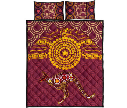 Australia Aboriginal Quilt Bed Set - Aboriginal Kangaroo Australia Aboriginal Quilt Bed Set - Aboriginal Kangaroo