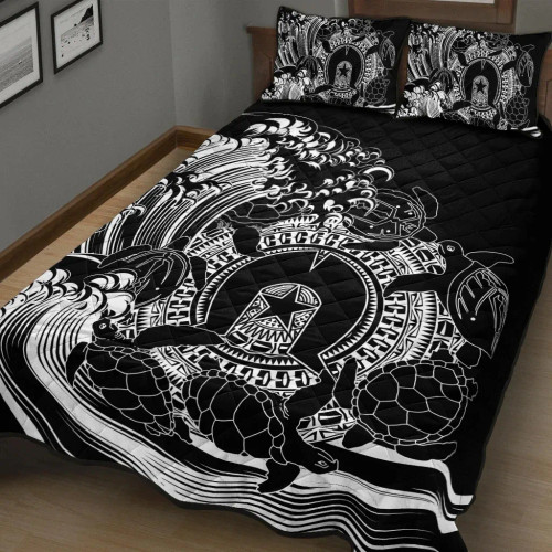 Australia Aboriginal Quilt Bed Set - Torres Strait Islands in Wave (Black)