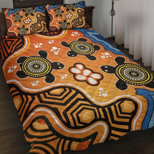 Australia Aboriginal Quilt Bed Set - Indigenous Art Patterns Ver04