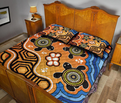 Australia Aboriginal Quilt Bed Set - Indigenous Art Patterns Ver04 Australia Aboriginal Quilt Bed Set - Indigenous Art Patterns Ver04