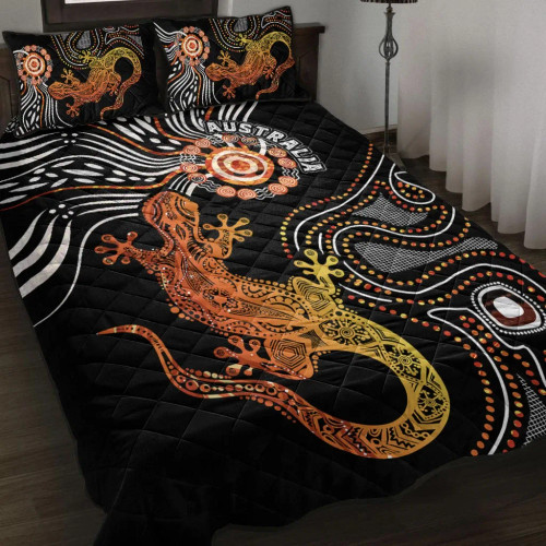 Australia Aboriginal Quilt Bed Set - Lizard Sunshine