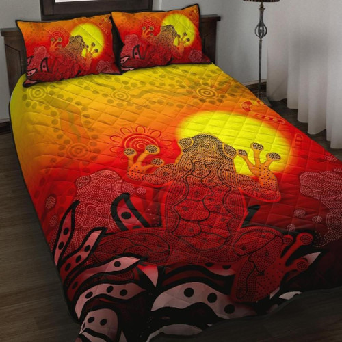 Australia Aboriginal Quilt Bed Set - Indigenous Frog (Red)