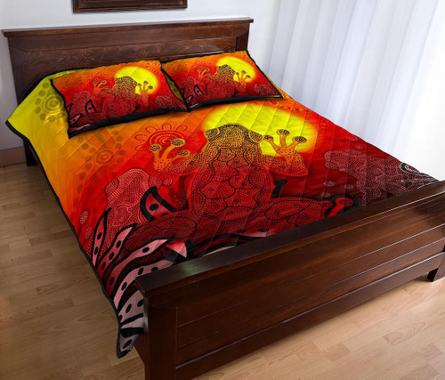 Australia Aboriginal Quilt Bed Set - Indigenous Frog (Red) Australia Aboriginal Quilt Bed Set - Indigenous Frog (Red)