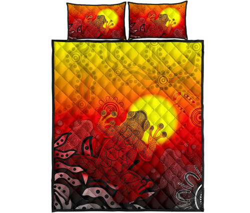 Australia Aboriginal Quilt Bed Set - Indigenous Frog (Red) Australia Aboriginal Quilt Bed Set - Indigenous Frog (Red)