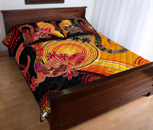 Australia Aboriginal Quilt Bed Set - Couple Aboriginal Lizards Australia Aboriginal Quilt Bed Set - Couple Aboriginal Lizards