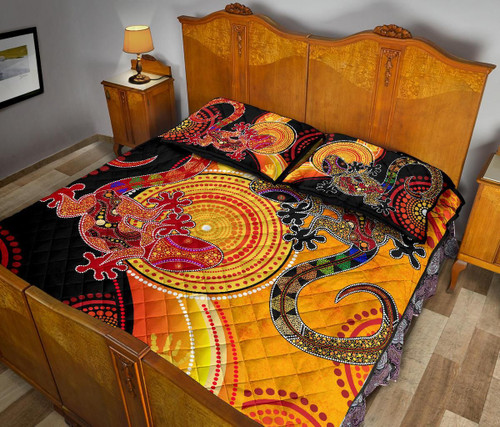Australia Aboriginal Quilt Bed Set - Couple Aboriginal Lizards Australia Aboriginal Quilt Bed Set - Couple Aboriginal Lizards