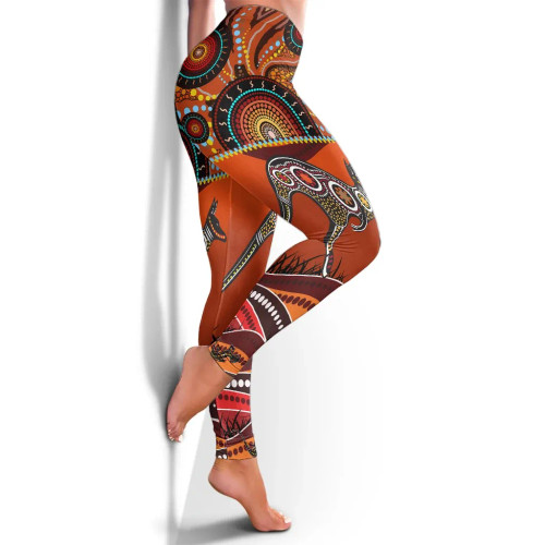 Australia Aboriginal Leggings - Kangaroo With Dot Painting Australia Aboriginal Leggings - Kangaroo With Dot Painting