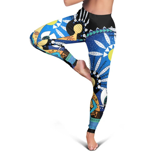 Australia Torres Strait Leggings - Dhari Mask In Plam Tree Australia Torres Strait Leggings - Dhari Mask In Plam Tree