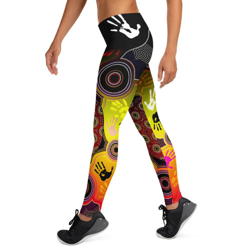 Australia Aboriginal Leggings - Indigenous Circle Dot Painting Hand Art