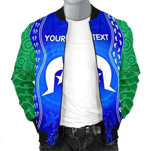 [Custom] Australia Torres Strait Islanders Bomber Jacket - Torres Symbol With Aboriginal Patterns