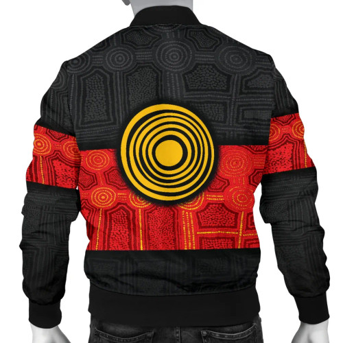 Australia Personalised Aboriginal Bomber Jacket - Aussie Indigenous Flag Australia Personalised Aboriginal Bomber Jacket - Aussie Indigenous Flag
