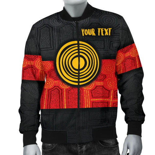 Australia Personalised Aboriginal Bomber Jacket - Aussie Indigenous Flag Australia Personalised Aboriginal Bomber Jacket - Aussie Indigenous Flag