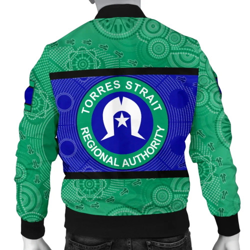Australia Bomber Jacket - Torres Strait Islands Flag With Aboriginal Patterns Australia Bomber Jacket - Torres Strait Islands Flag With Aboriginal Patterns