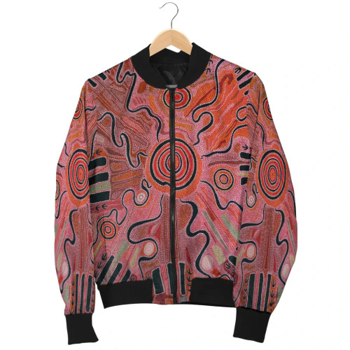 Australia Aboriginal Bomber Jacket - Indigenous Footprint Landscape