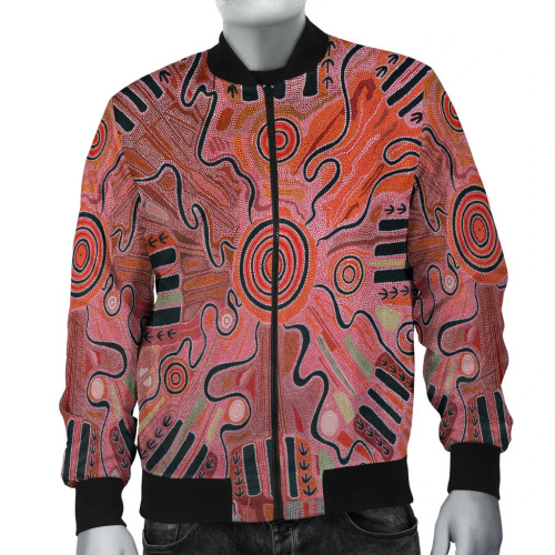 Australia Aboriginal Bomber Jacket - Indigenous Footprint Landscape Australia Aboriginal Bomber Jacket - Indigenous Footprint Landscape