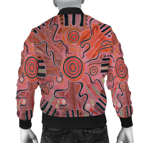 Australia Aboriginal Bomber Jacket - Indigenous Footprint Landscape Australia Aboriginal Bomber Jacket - Indigenous Footprint Landscape