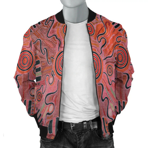 Australia Aboriginal Bomber Jacket - Indigenous Footprint Landscape Australia Aboriginal Bomber Jacket - Indigenous Footprint Landscape