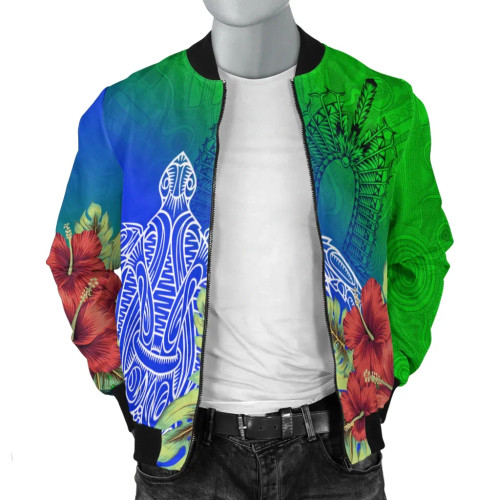Australia Torres Strait Islanders Bomber - Ocean Hibiscus Australia Torres Strait Islanders Bomber - Ocean Hibiscus