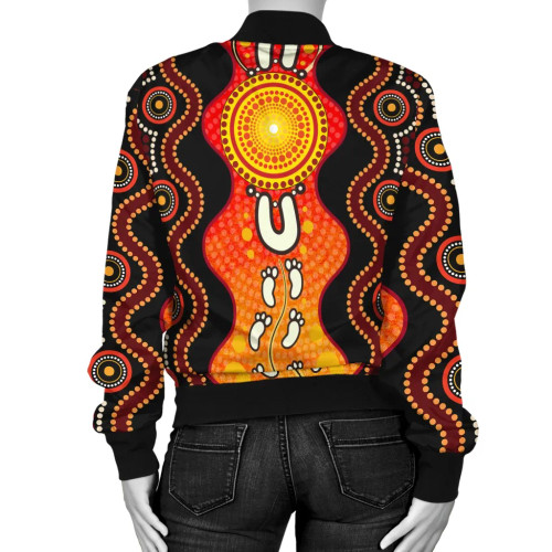 Australia Aboriginal Bomber Jacket - Footprint Dot Painting