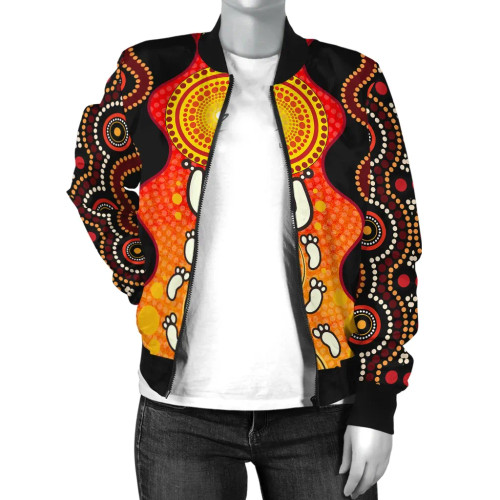 Australia Aboriginal Bomber Jacket - Footprint Dot Painting