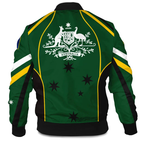 Australia Bomber Jacket - Australian Coat Of Arms (Green) Jacket Australia Bomber Jacket - Australian Coat Of Arms (Green) Jacket