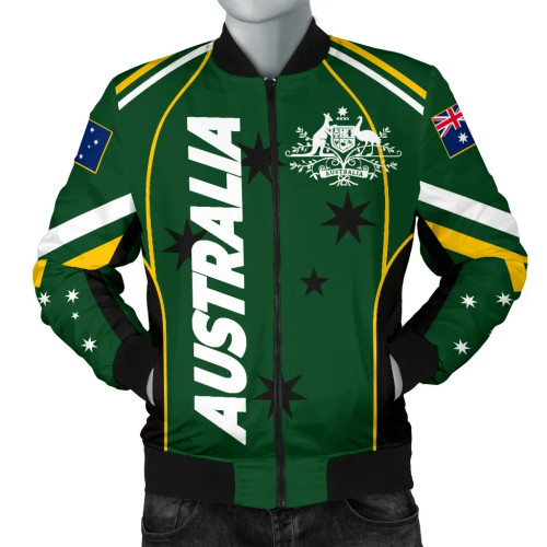 Australia Bomber Jacket - Australian Coat Of Arms (Green) Jacket Australia Bomber Jacket - Australian Coat Of Arms (Green) Jacket