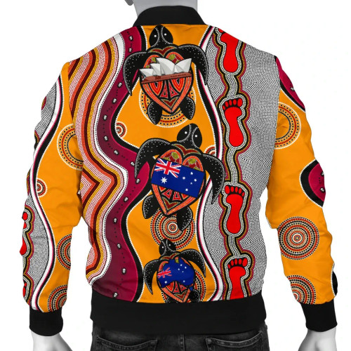 Australia Bomber Jacket - Aboriginal Patterns Jacket Turtle Australia Bomber Jacket - Aboriginal Patterns Jacket Turtle