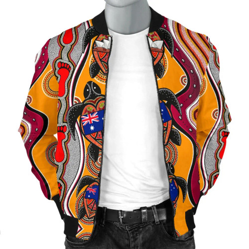 Australia Bomber Jacket - Aboriginal Patterns Jacket Turtle Australia Bomber Jacket - Aboriginal Patterns Jacket Turtle