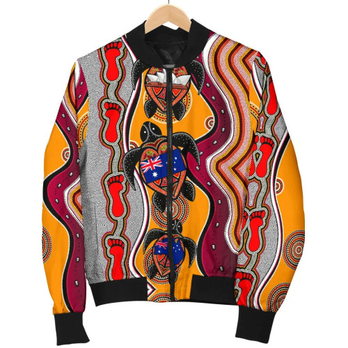 Australia Bomber Jacket - Aboriginal Patterns Jacket Turtle Australia Bomber Jacket - Aboriginal Patterns Jacket Turtle