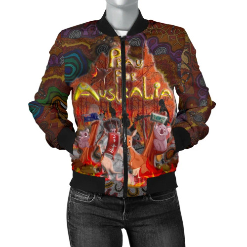 Australia Pray For Australia Wo Bomber Jacket - Aboriginal Pattern - Love Australia