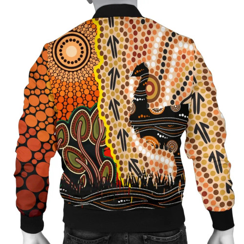 Australia Bomber Jacket - Australian Aboriginal Sun and Emu Australia Bomber Jacket - Australian Aboriginal Sun and Emu