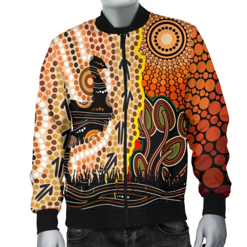 Australia Bomber Jacket - Australian Aboriginal Sun and Emu Australia Bomber Jacket - Australian Aboriginal Sun and Emu
