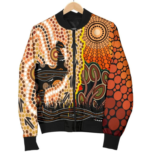 Australia Bomber Jacket - Australian Aboriginal Sun and Emu Australia Bomber Jacket - Australian Aboriginal Sun and Emu