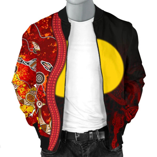 Australia Aboriginal Bomber Jacket - Red Indigenous Flag Australia Aboriginal Bomber Jacket - Red Indigenous Flag