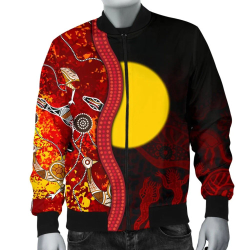 Australia Aboriginal Bomber Jacket - Red Indigenous Flag Australia Aboriginal Bomber Jacket - Red Indigenous Flag