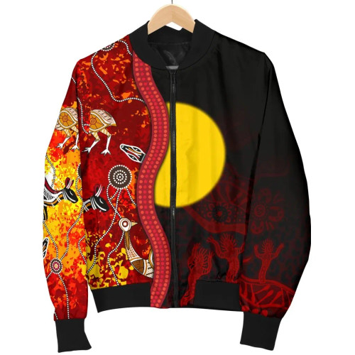 Australia Aboriginal Bomber Jacket - Red Indigenous Flag Australia Aboriginal Bomber Jacket - Red Indigenous Flag